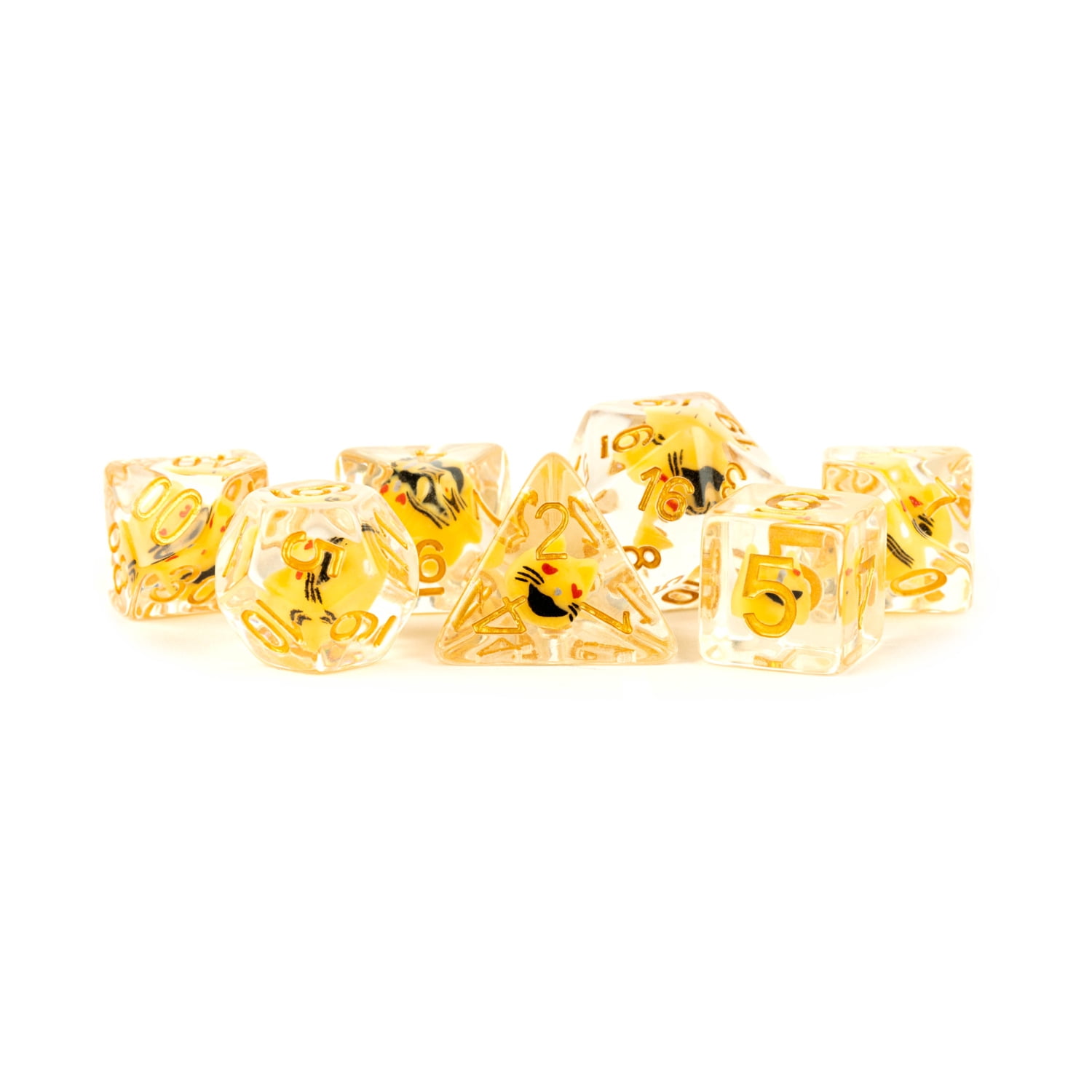 16 mm Cat Resin Poly Dice Set, Orange - Set of 7