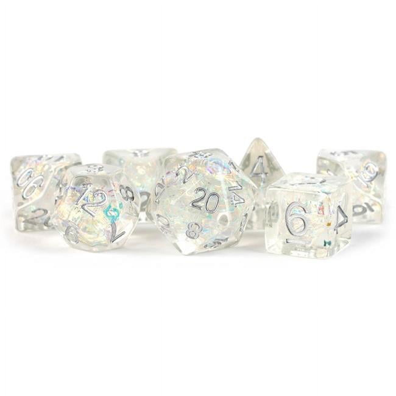 16 mm Rainbow Frost Resin Poly Dice Set, Clear - Set of 7
