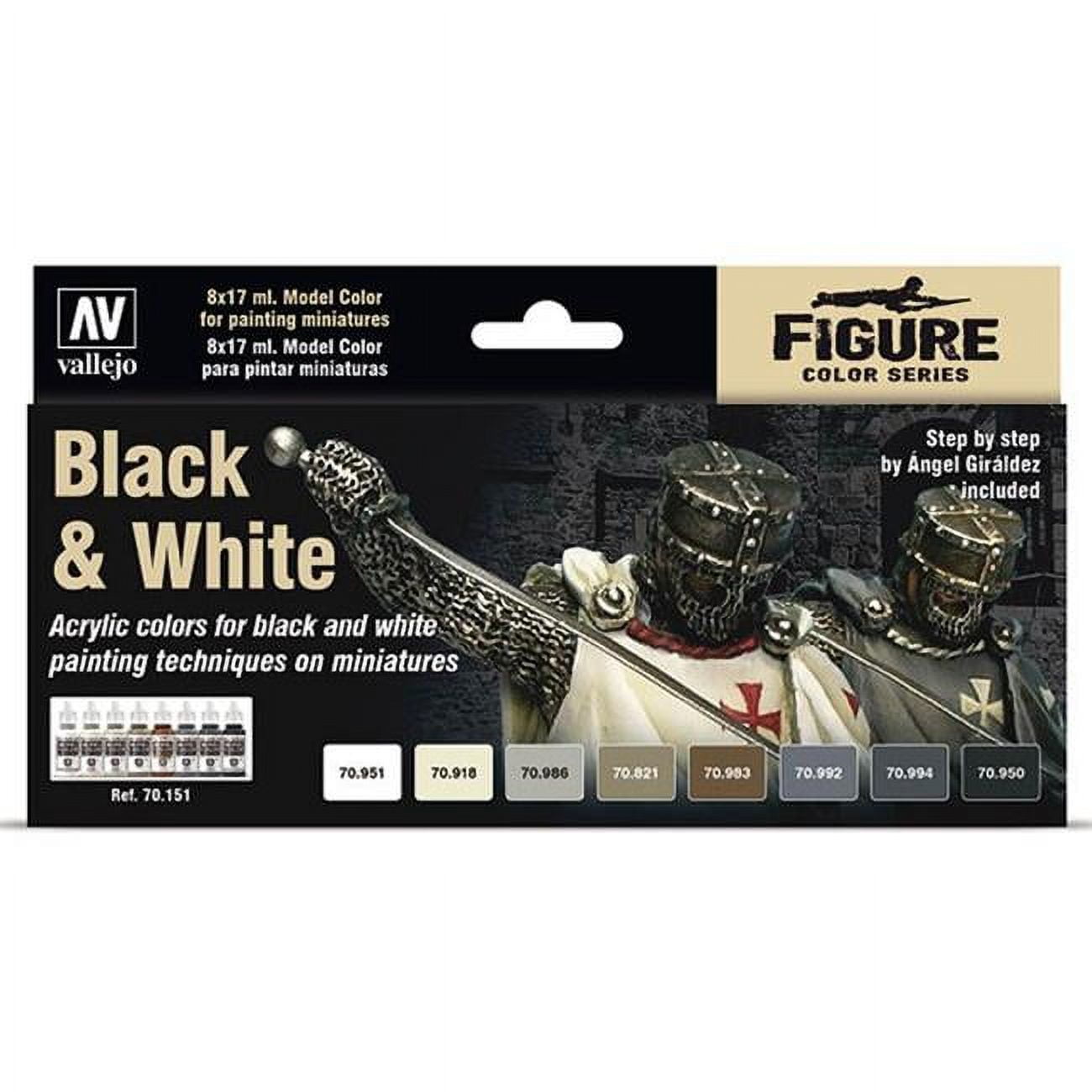 VJP70151 Black & White Model Color Paint - Set of 8