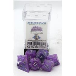 GKGAE557 Aether Dice GKGAE557 Amethyst Shimmering with Gentle Pearl Swirls, Amethyst - Set of 7