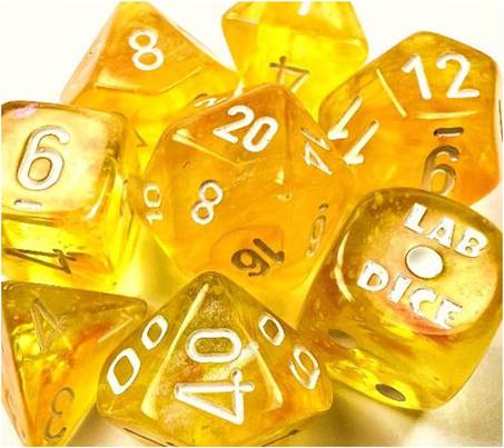 Manufacturing CHX30053 Borealis Luminary Tube Lab Dice - Canary & White - Set of 7