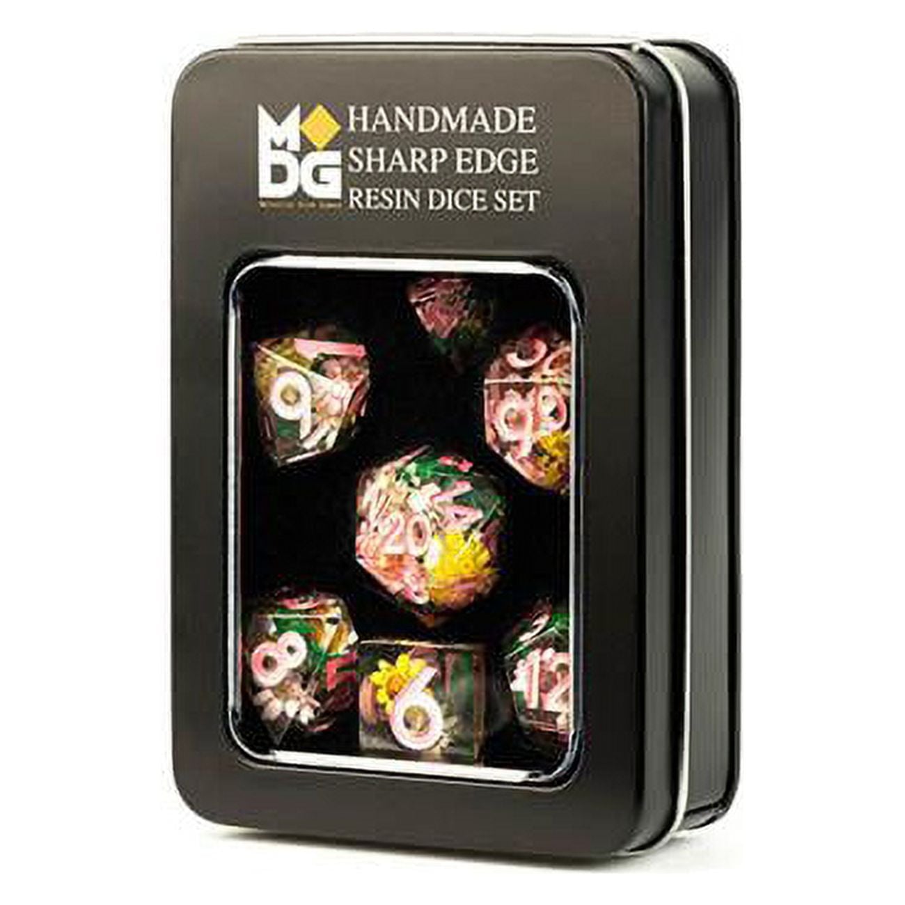 LIC936 Sharp Edge Resin Chrysanthemum Dice - Set of 7