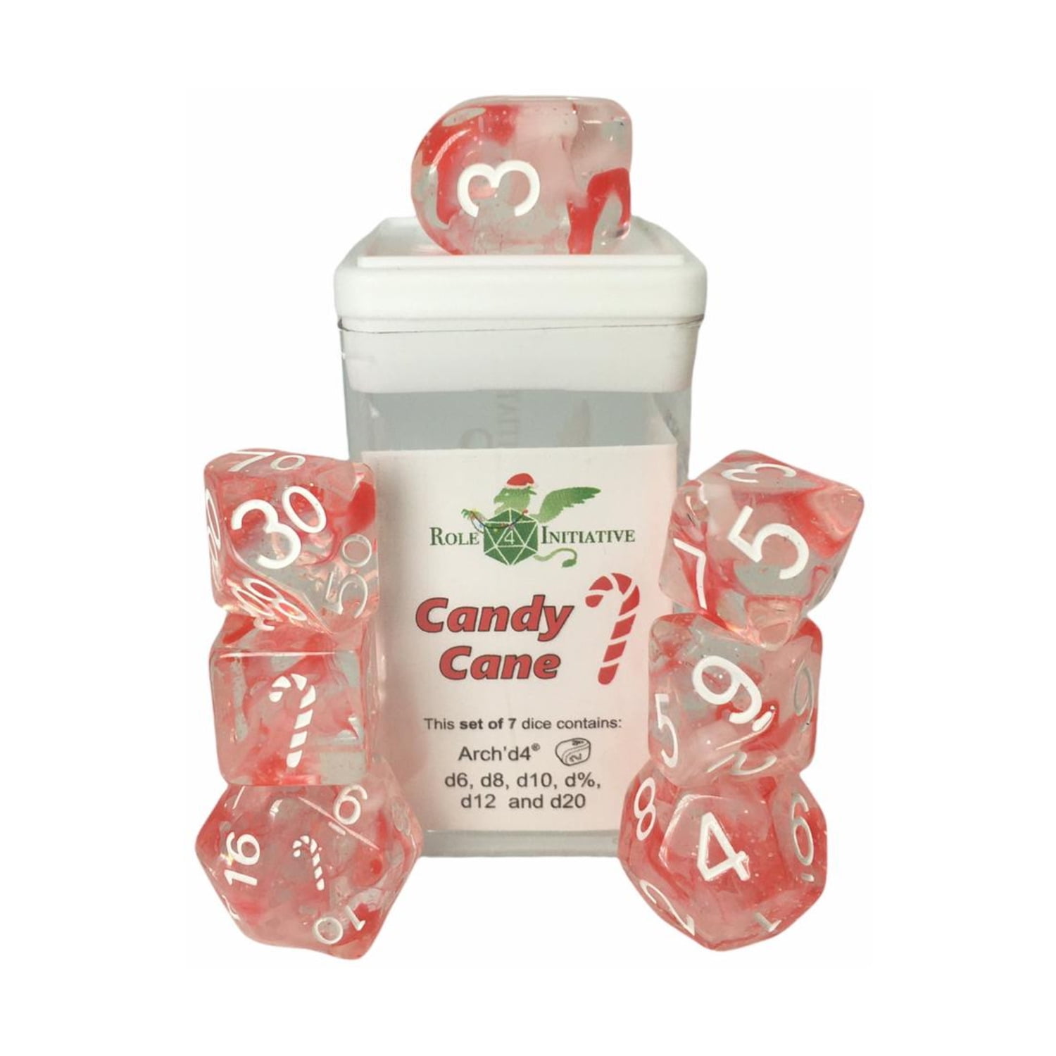 Picture of Role 4 Initiative R4I50901-7C Diffusion Candy Cane Dice - Set of 7