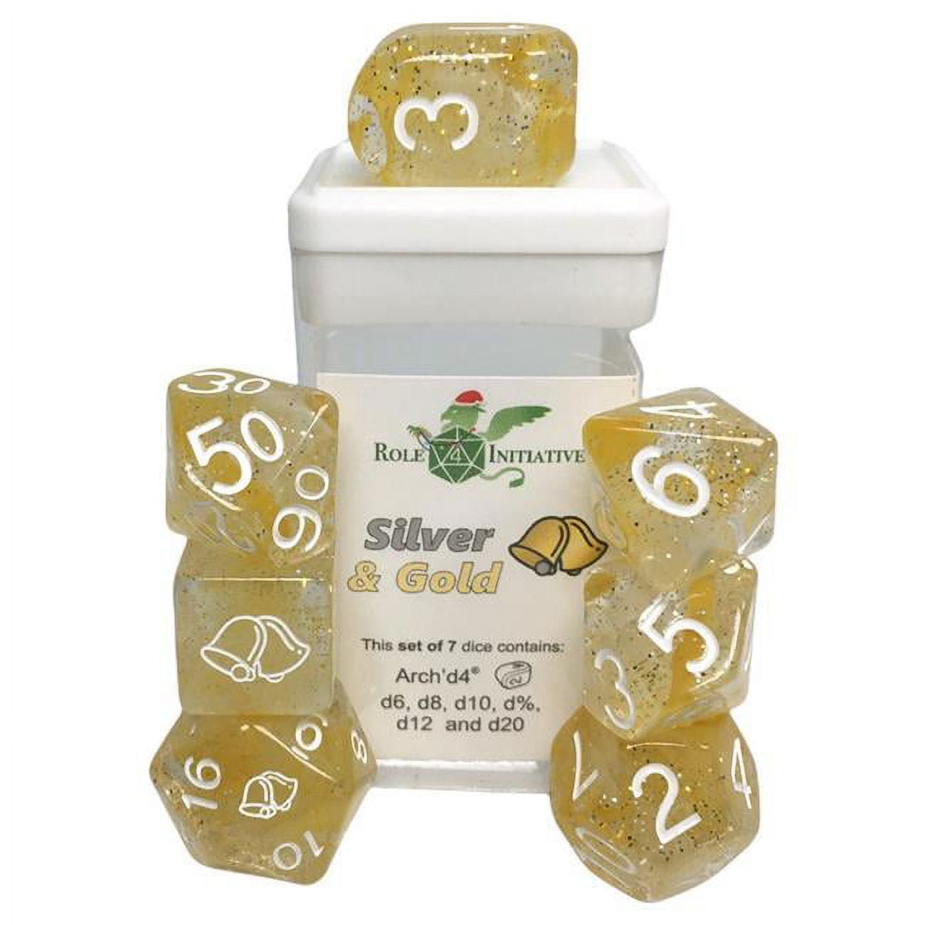 Picture of Role 4 Initiative R4I50903-7C Diffusion Dice&#44; Silver & Gold - Set of 7