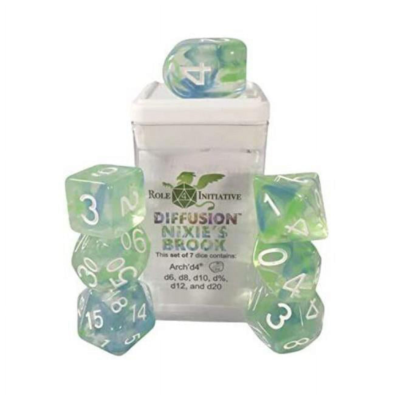 Picture of Role 4 Initiative R4I50533-7C-S Diffusion Nixies Brook SPR Dice, Set of 7