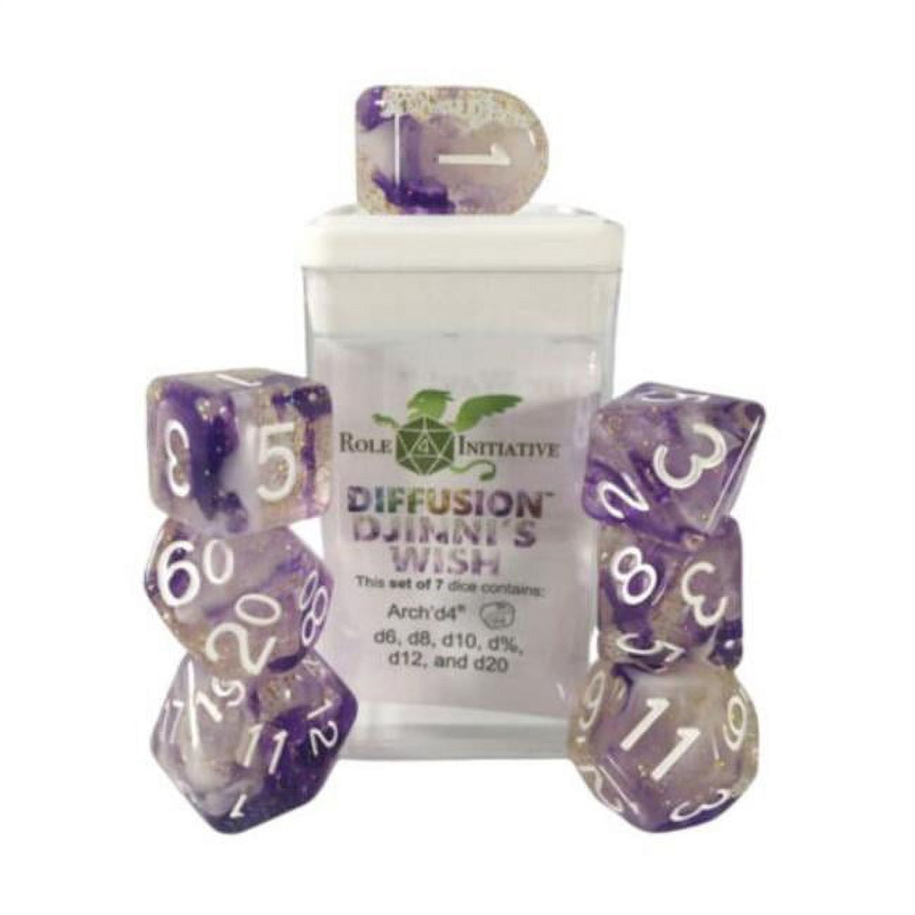 Picture of Role 4 Initiative R4I50534-7C-S Diffusion Djinnis Wish SPR Dice, Set of 7