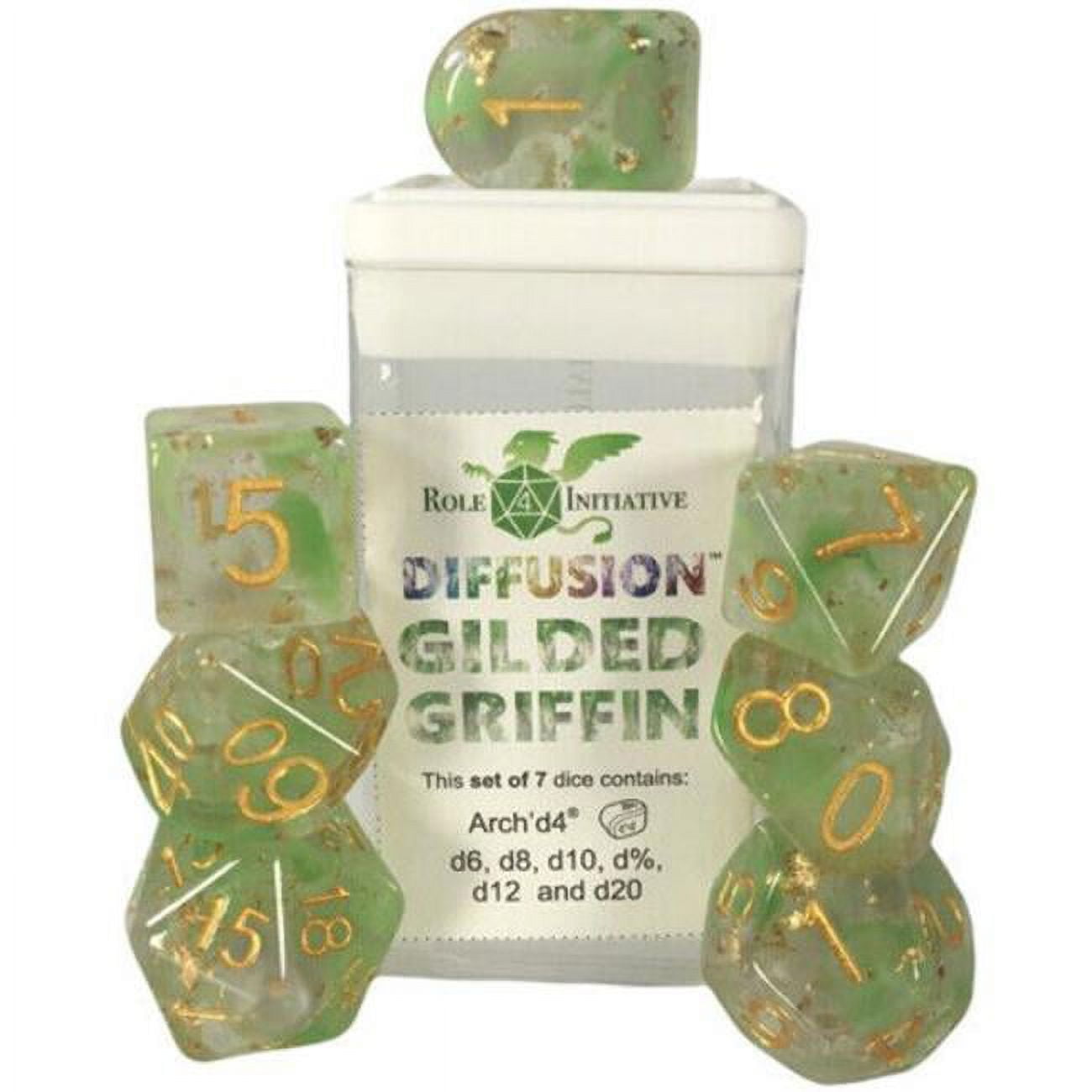 Picture of Role 4 Initiative R4I50540-7C-S Diffusion Gilded Griffin SPR Dice, Set of 7