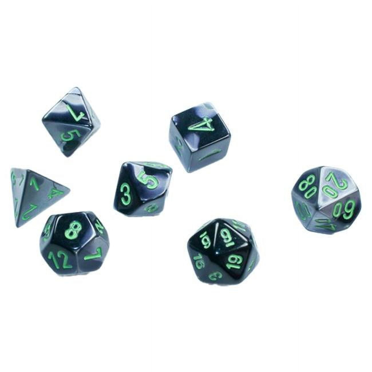 Picture of Chessex CHX20645 Cube Mini Gemini Dice&#44; Black-Grey & Green - Set of 7