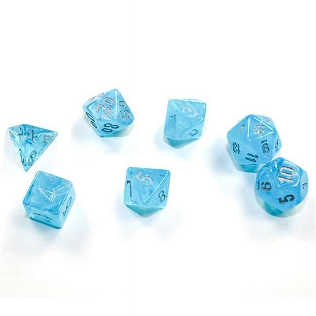 Picture of Chessex CHX20566 Cube Mini Luminary Dice&#44; Sky & Silver - Set of 7