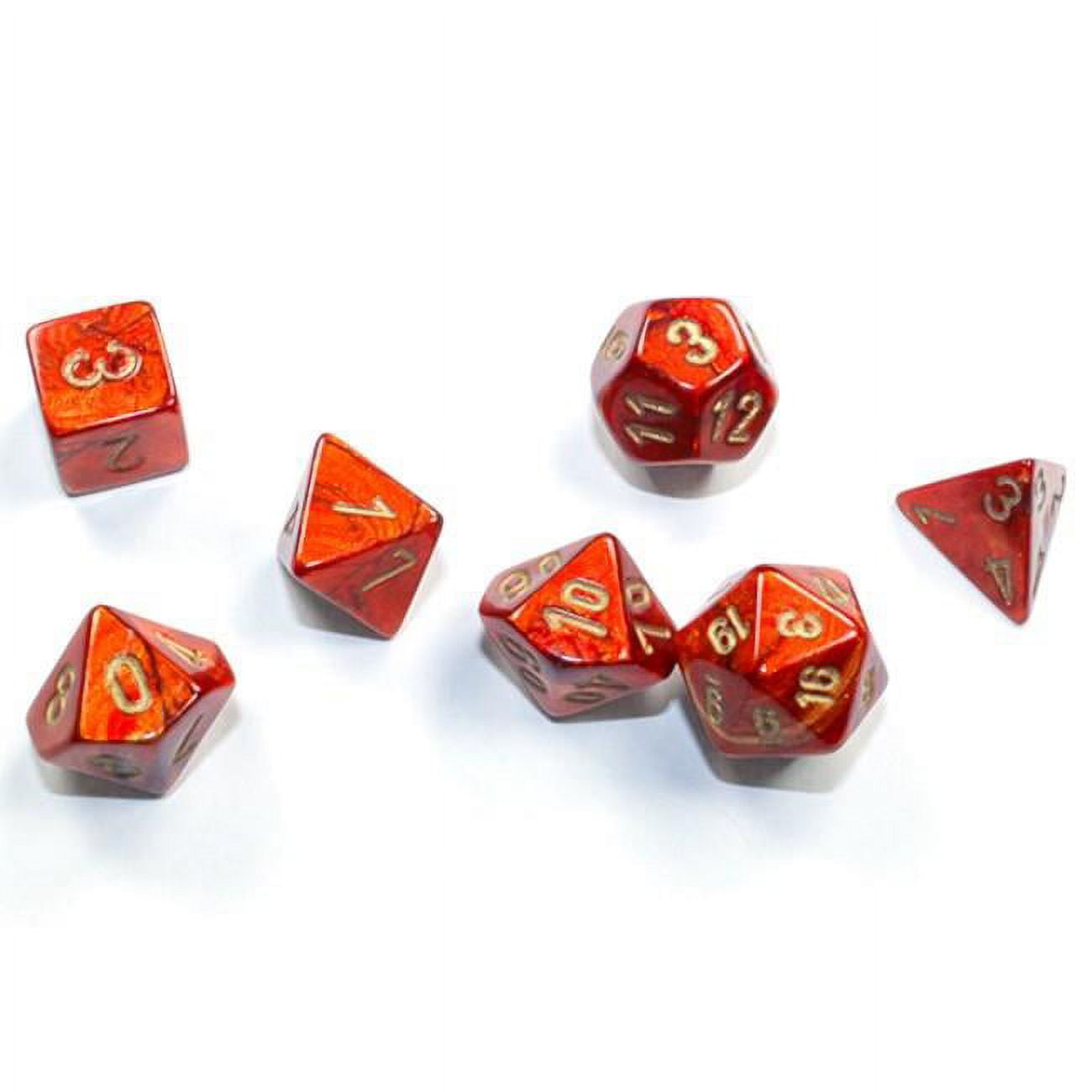 Picture of Chessex CHX20414 Cube Mini Scarab Dice&#44; Scarlet & Gold - Set of 7