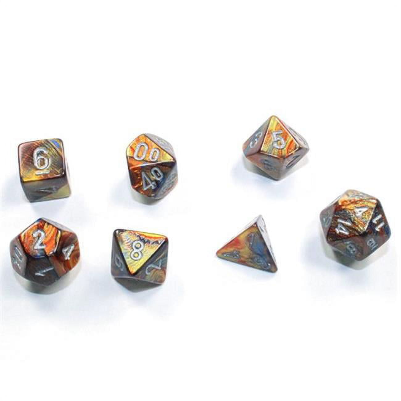 Picture of Chessex CHX20493 Lustrous Cube Mini Dice&#44; Gold & Silver - Set of 7