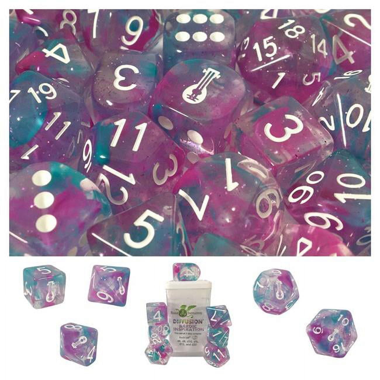 Picture of Role 4 Initiative R4I50522-7C-S Diffusion Bardic Inspiration Dice - Set of 7