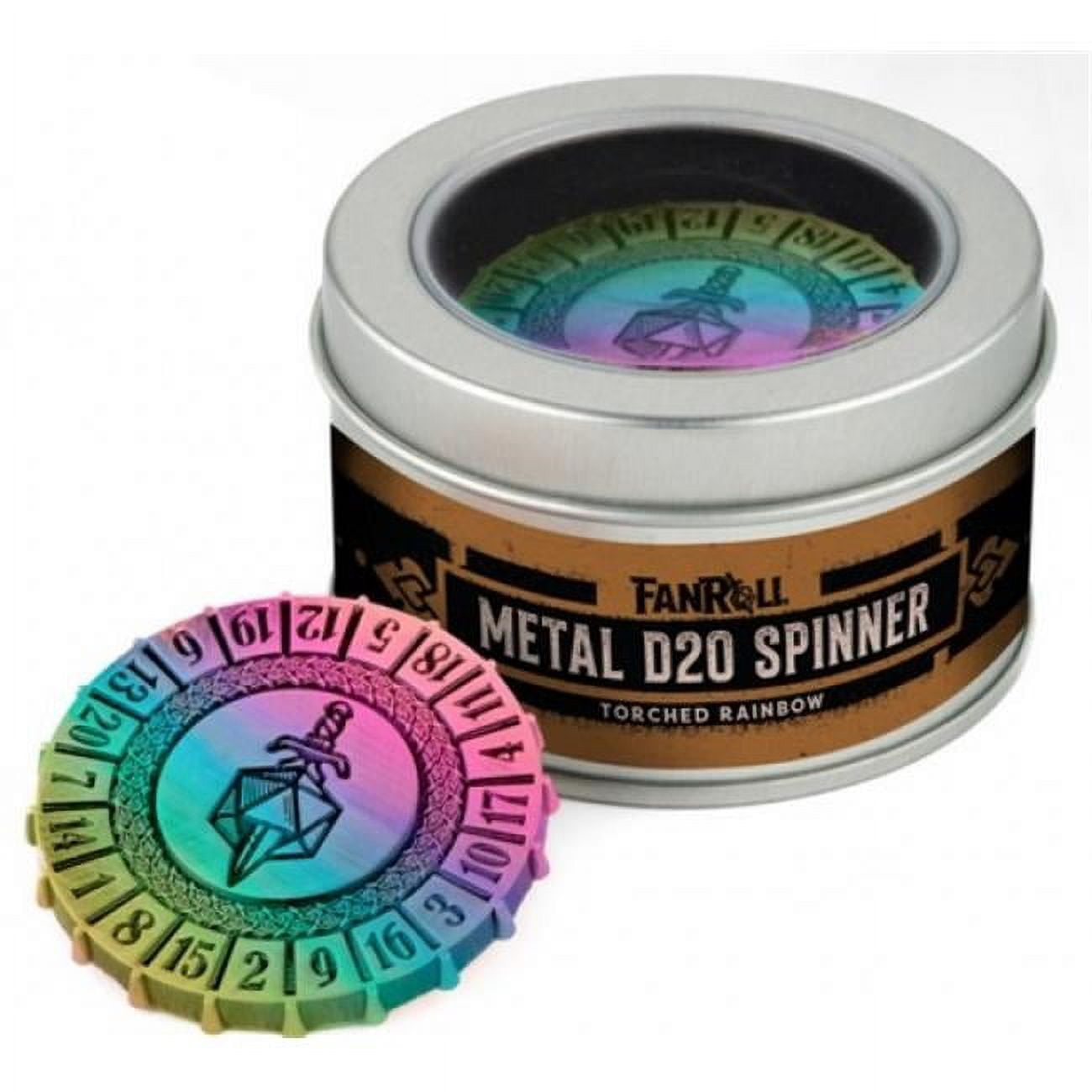 Picture of FanRoll by MDG LIC9252 Metal D20 Spinner&#44; Torched Rainbow