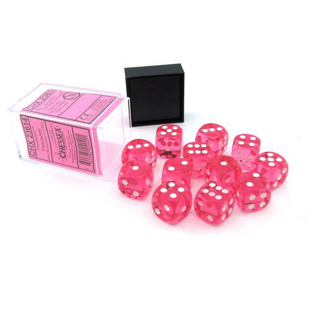 Picture of Chessex CHX23614 D6 16mm Translucent Dice Set&#44; Pink & White