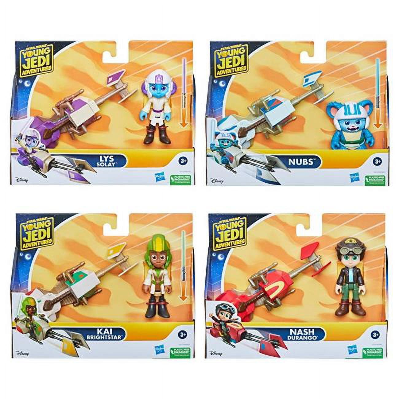 Picture of Hasbro HSBF7959 Star Wars Young Jedi Adventures Figure & Vehicle Set&#44; Assorted Color - Set of 4