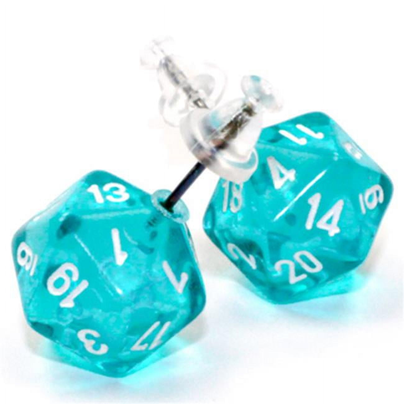 Picture of Chessex Manufacturing CHX54502 Mini D20 Stainless Steel Stud Earrings&#44; Translucent Teal