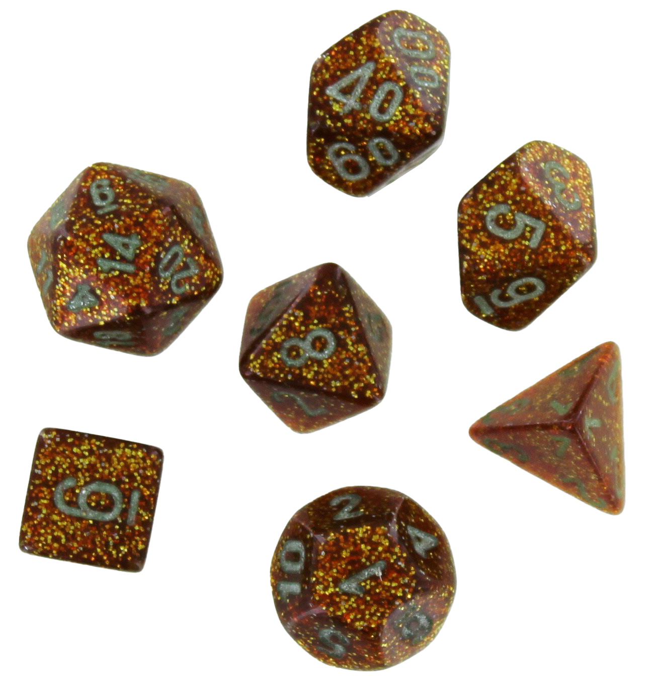 Manufacturing CHX20503 Mini Glitter Gold & Silver Dice Set - Set of 7