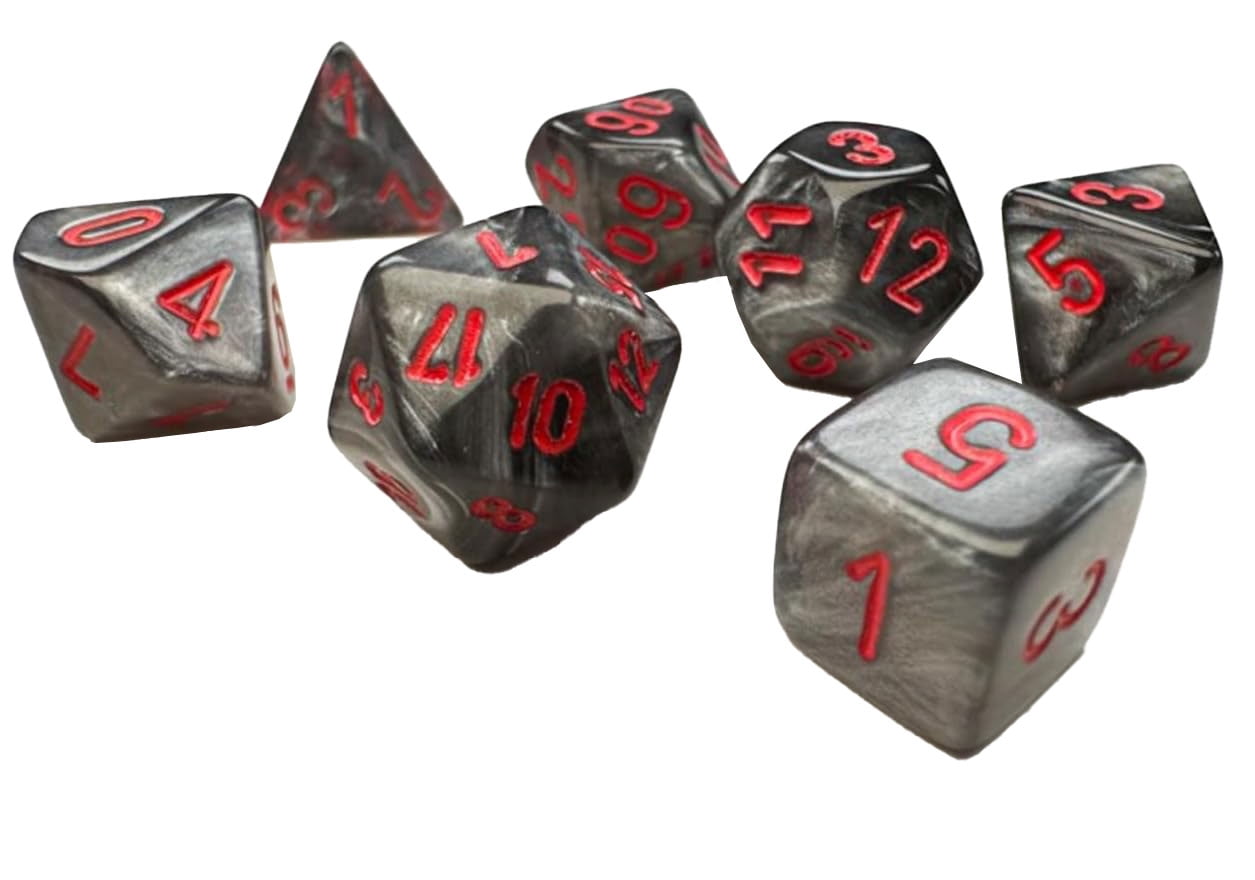Manufacturing CHX20478 Mini Velvet Black & Red Dice Set - Set of 7