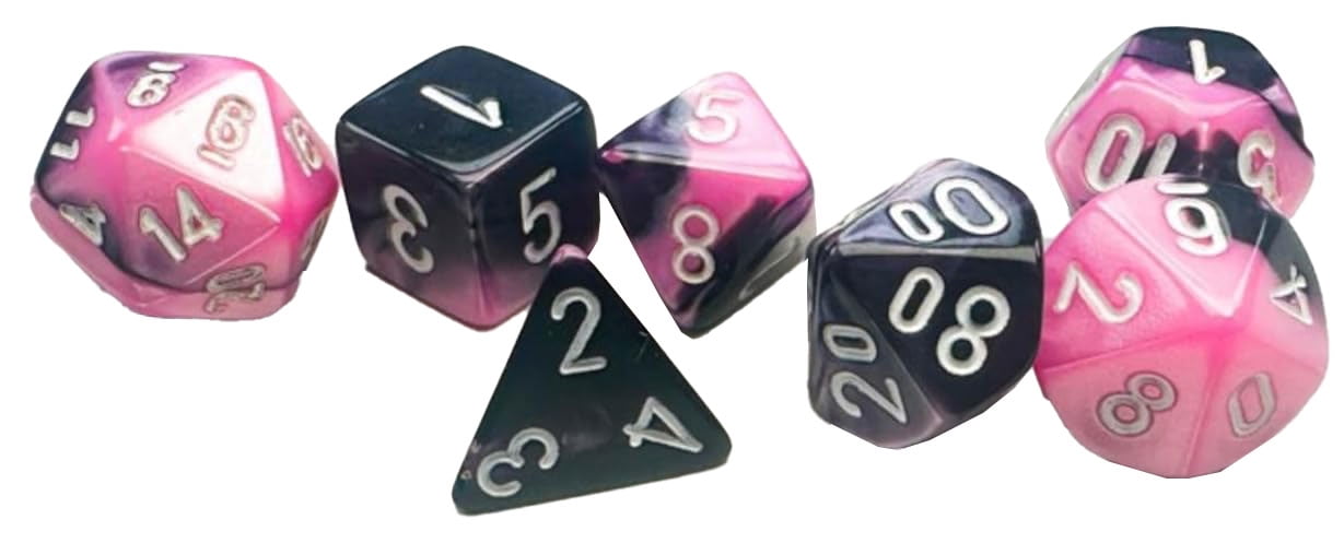 Manufacturing  Mini Gemini Black, Pink & White Dice Set - Set of 7