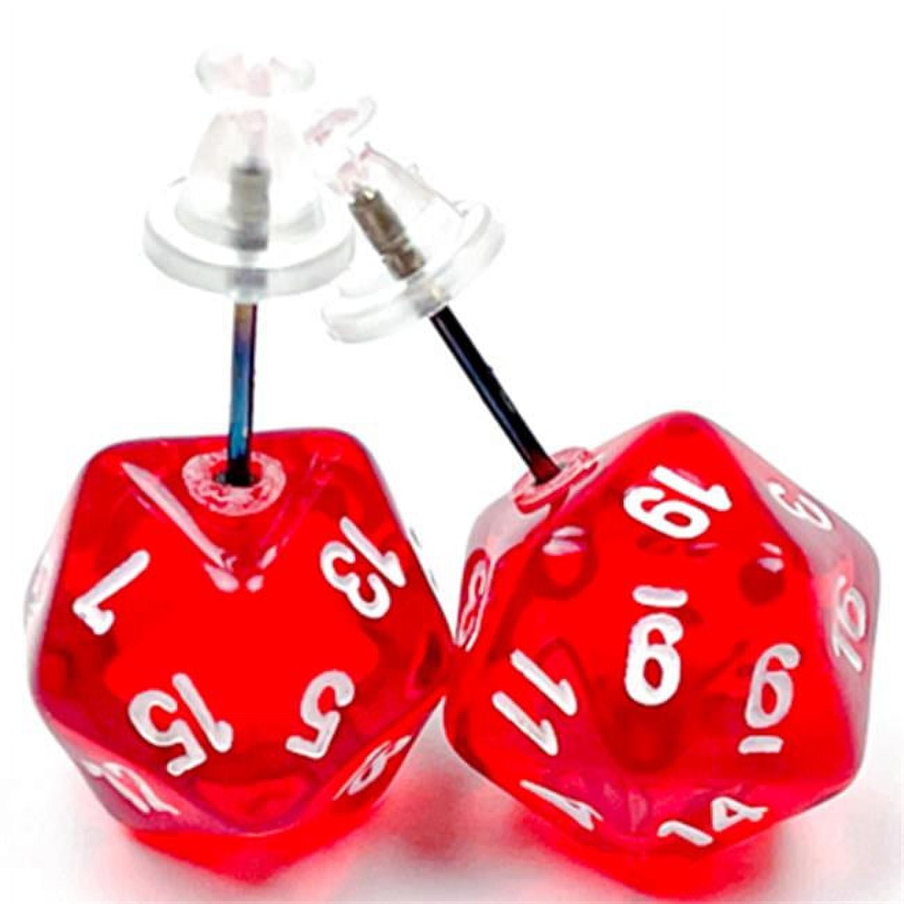 Picture of Chessex Manufacturing CHX54501 Mini D20 Stainless Steel Stud Earrings&#44; Translucent Red