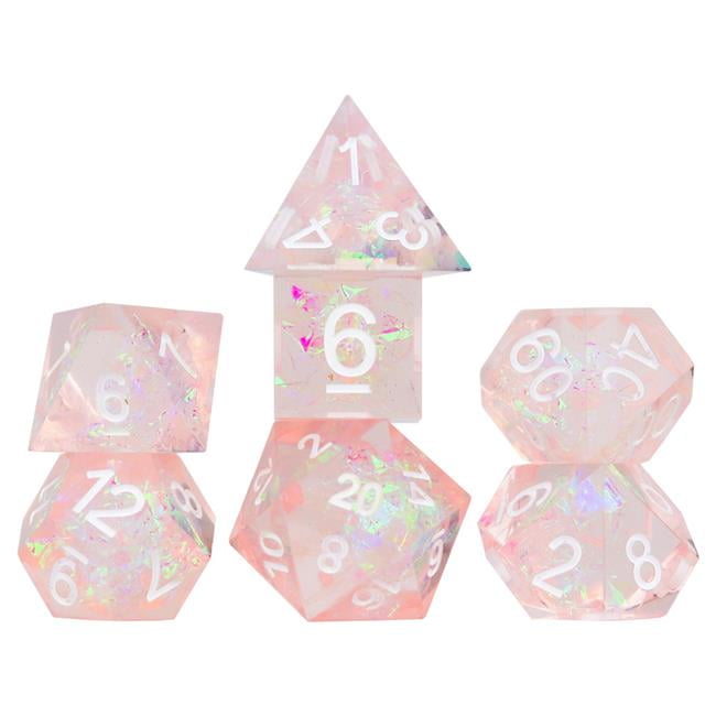 SDZ001405 Sharp-Edged Pink Fairy Dice Set - Set of 7