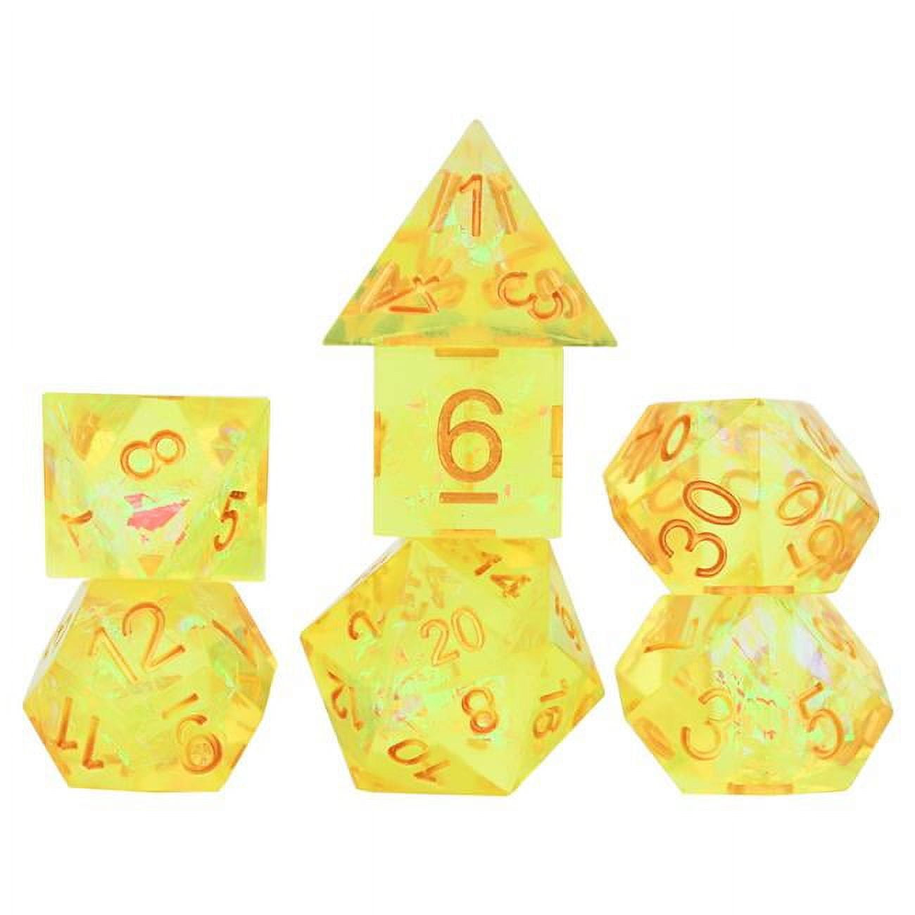 SDZ001406 Polyhedral Sharp-Edged Yellow Fairy Dice Set - Set of 7