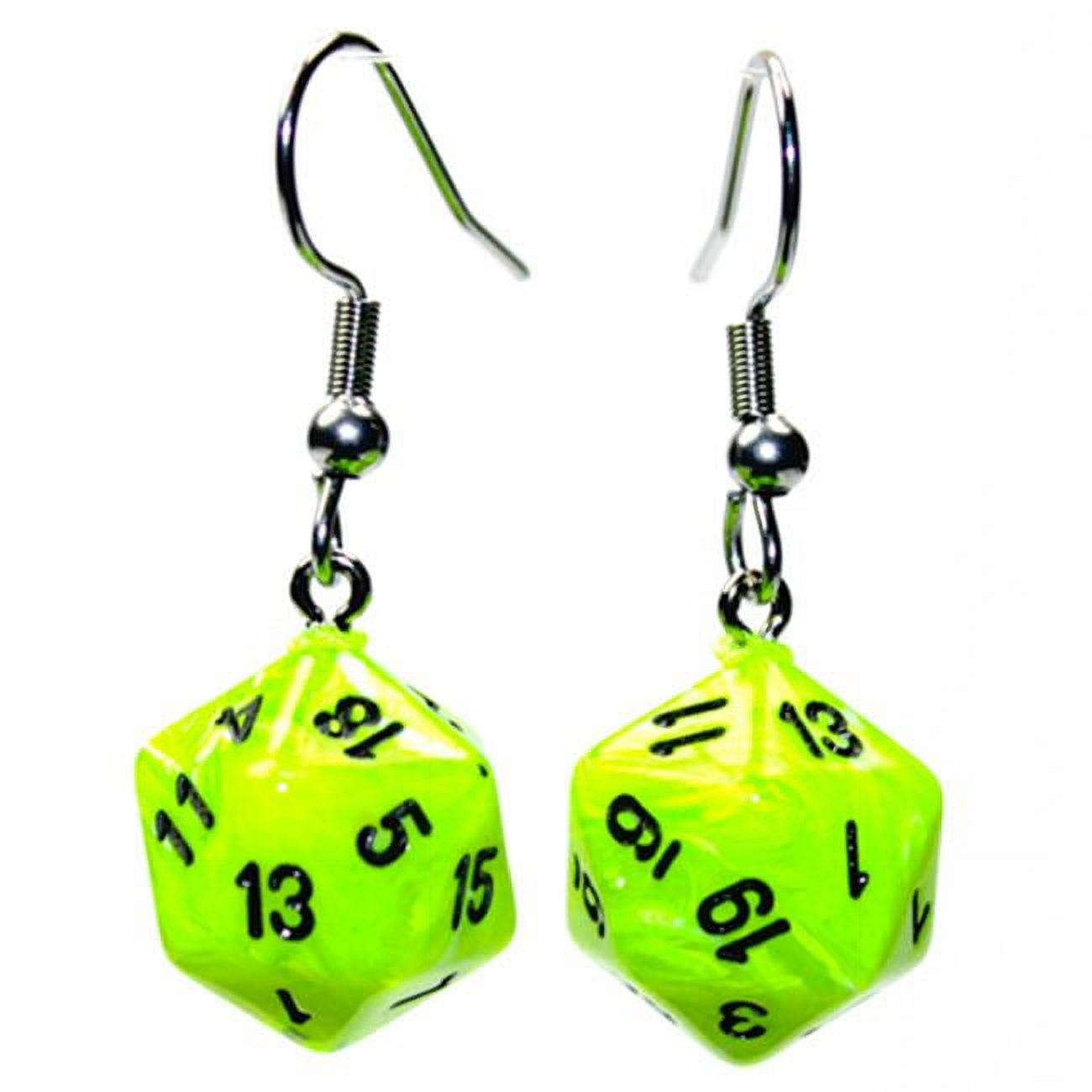 Picture of Chessex Manufacturing CHX54205 Mini D20 Vortex Bright Green Hook Earrings