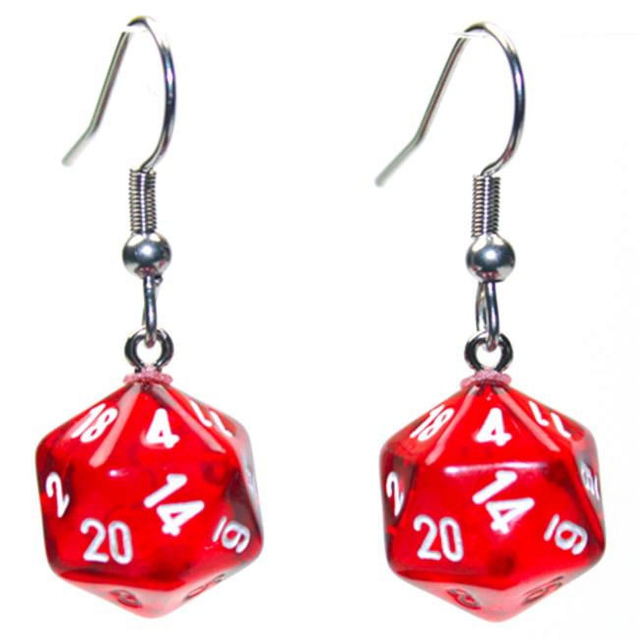 Picture of Chessex Manufacturing CHX54201 Mini D20 Translucent Red Hook Earrings