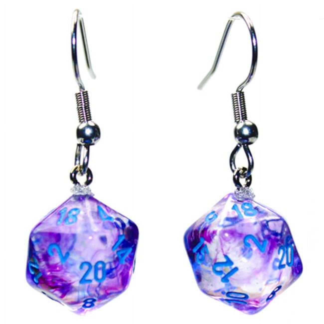 Picture of Chessex Manufacturing CHX54210 Mini D20 Nebula Nocturnal Hook Earrings
