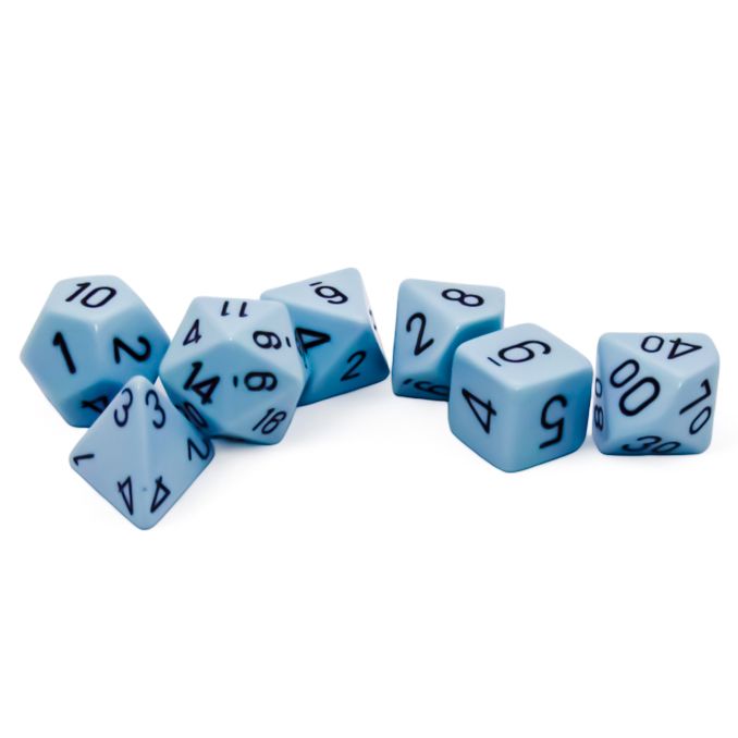 CHX25466 Dice, Opaque Pastel, Blue & Black - Set of 7