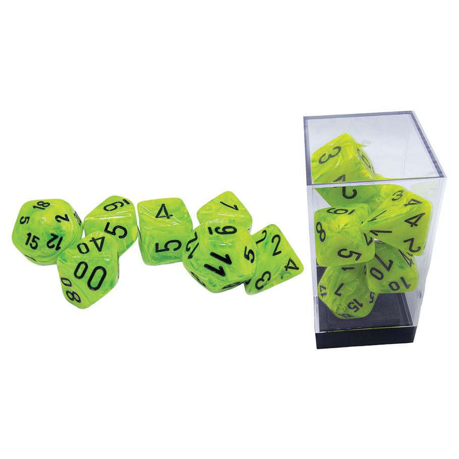 CHX22430 Mega Hedrals Vortex Dice Bags, Bright Green & Black - Set of 7
