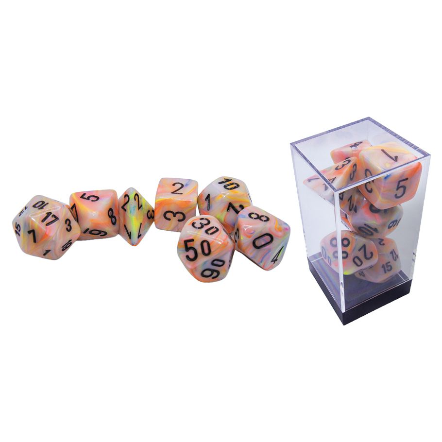 CHX22442 Mega Hedrals Festive Circus Dice Bags, Black - Set of 7