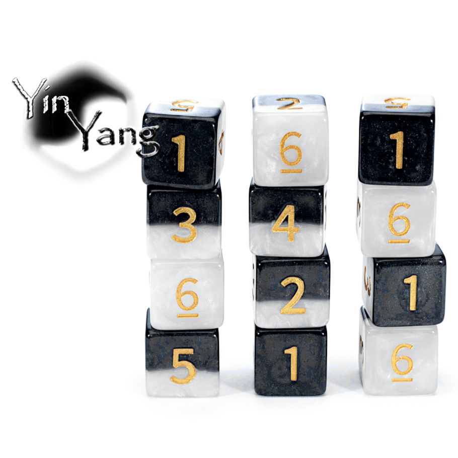 GKGH578D6 D6 Cube Yin Yang Dice Game, Pack of 12