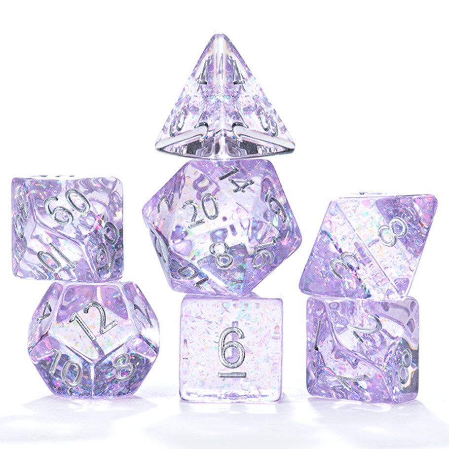 GKGHL555 7-Set Cube Holographic Dice - Pegasus Wings Dice