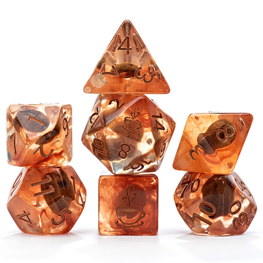 GKGID66 7-Set Cube Inclusion Dice - Coffee