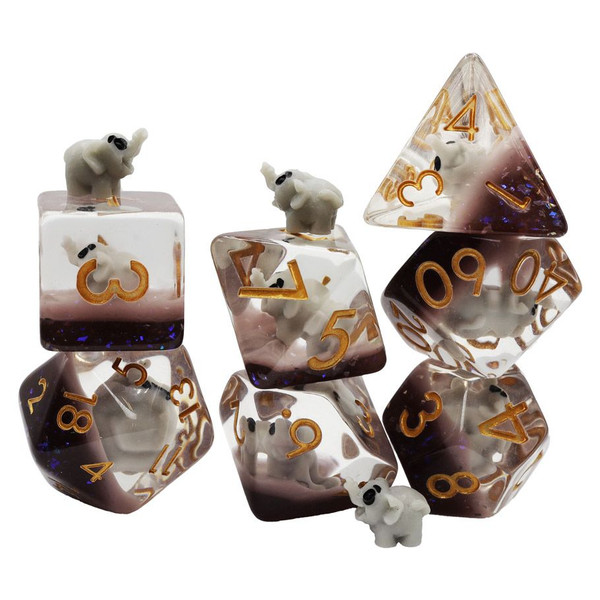 FBG2417 Elephant 7-Set - Translucent Brown with Grey