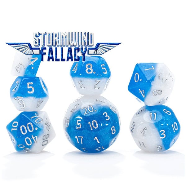 GKGDD37 Cube Double Stormwind Fallacy Blue Dice Game - Set of 7