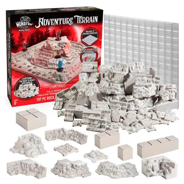 MONMATRF172 Monster Adventure Terrain Unpainted Rock Formations & Baseplate Card Game - 107 Piece