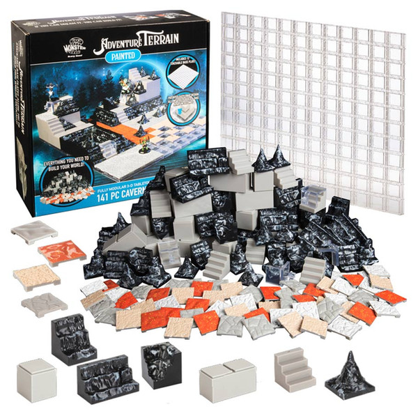 MONRMATCAVP554 Monster Adventure Terrain Painted Cavern Expansion & Baseplate Card Game - 141 Piece