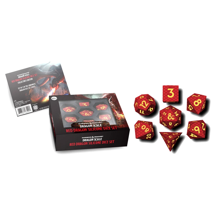 LIC10979 D&D Dragon Scale Silicone Dice Set, Red