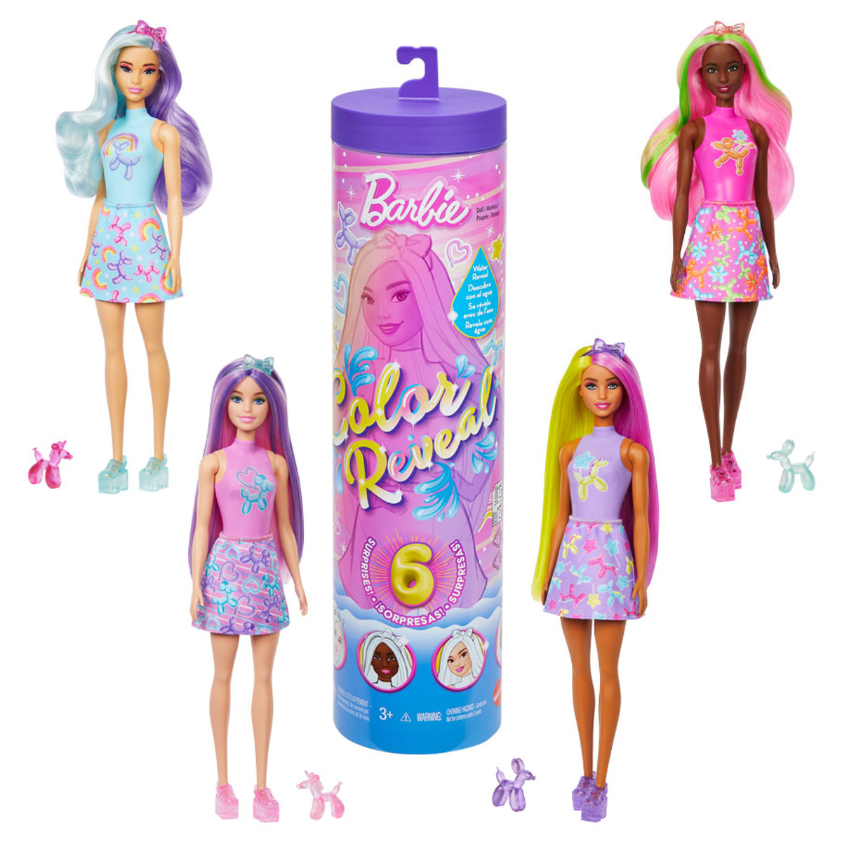 MTTJFV58 Barbie - Color Reveal - Master Assortment Figures - Pack of 6