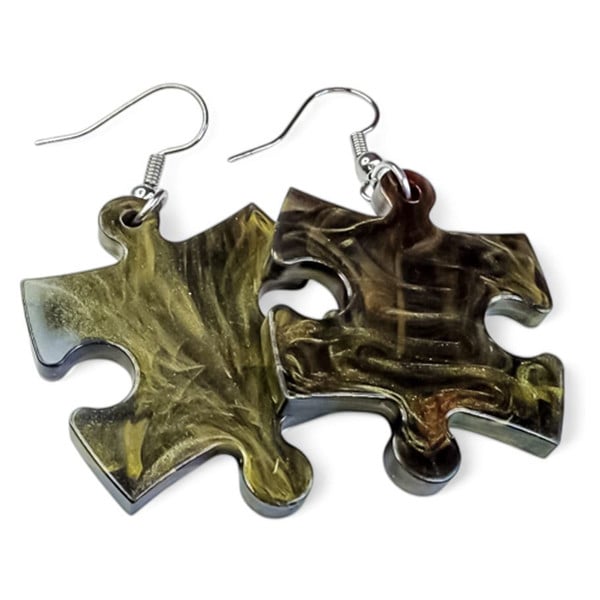 CHX54009 Hook Earrings Leaf Puzzle Piece - Set of 2
