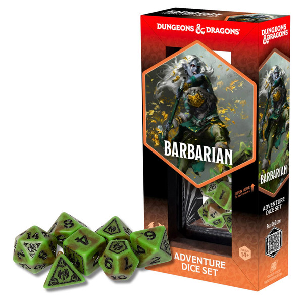 SDZ200210 Barbarian Adventure Dice, Green & Brown