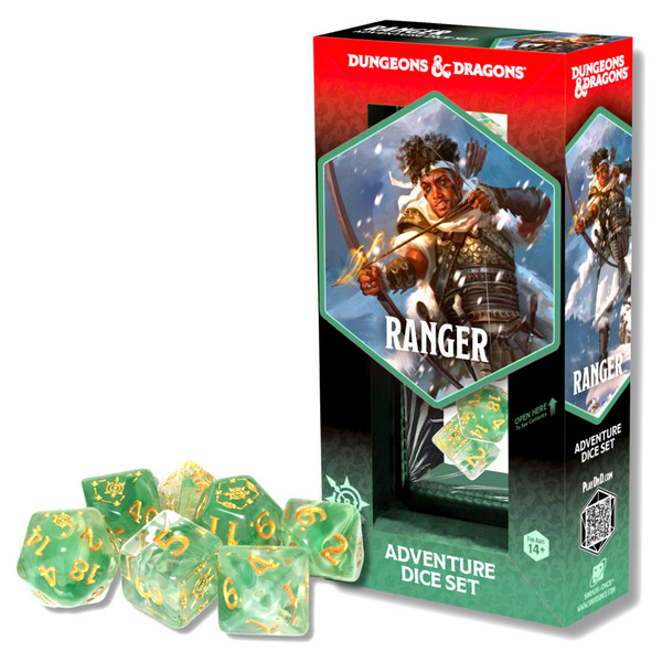 SDZ200223 Ranger Adventure Dice, White & Green