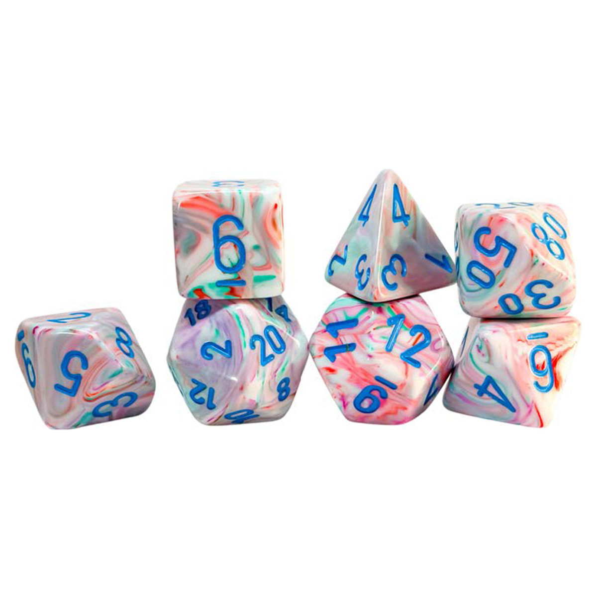 Manufacturing CHX22544 Mega Hedrals - Festive Pop Dice Set - Art & Blue - Set of 7