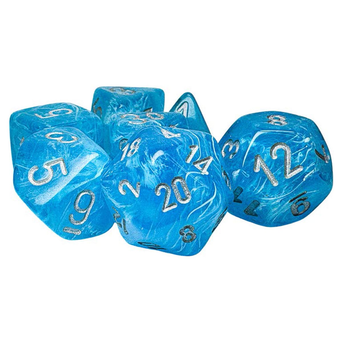 Manufacturing CHX22566 Mega Hedrals - Dice Set, Luminary - Sky & Silver - Set of 7