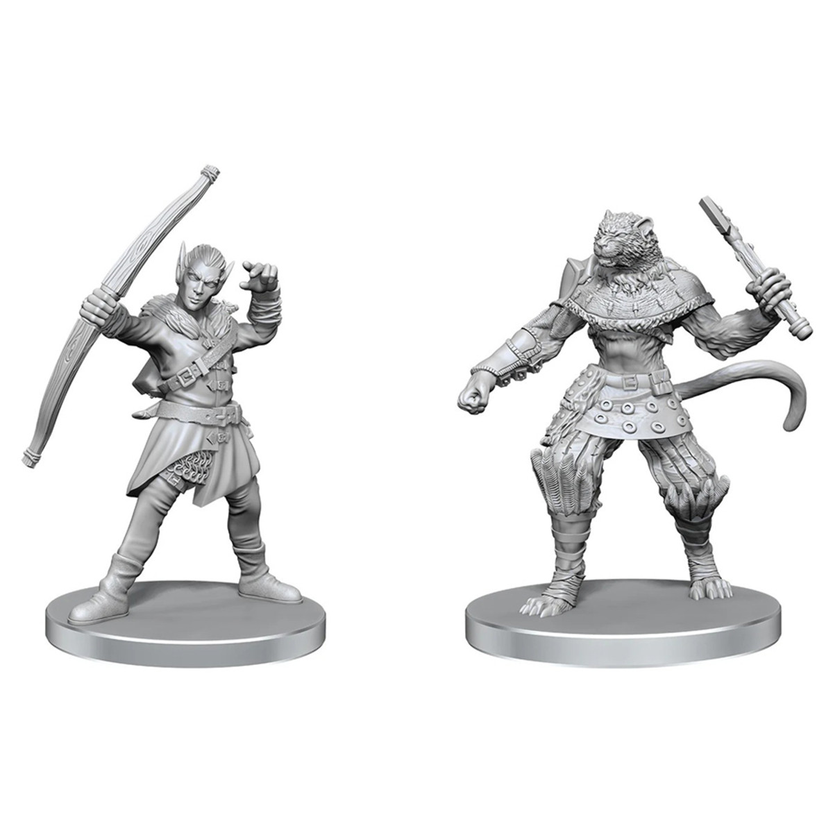 WZK97582 Pathfinder Battles Deep Cuts - Elf Hunter & Cat folk Bandit Miniature