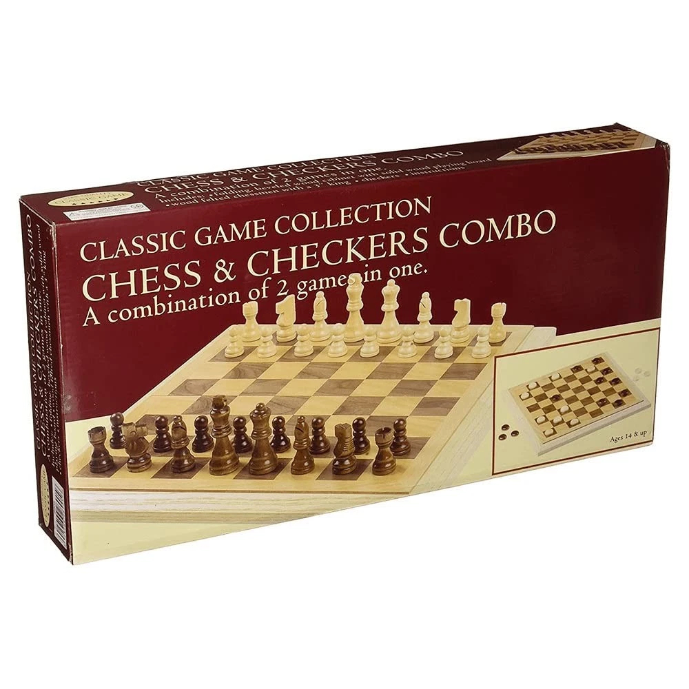 JHC905 Chess & Checkers Folding Board Game - 16 in.