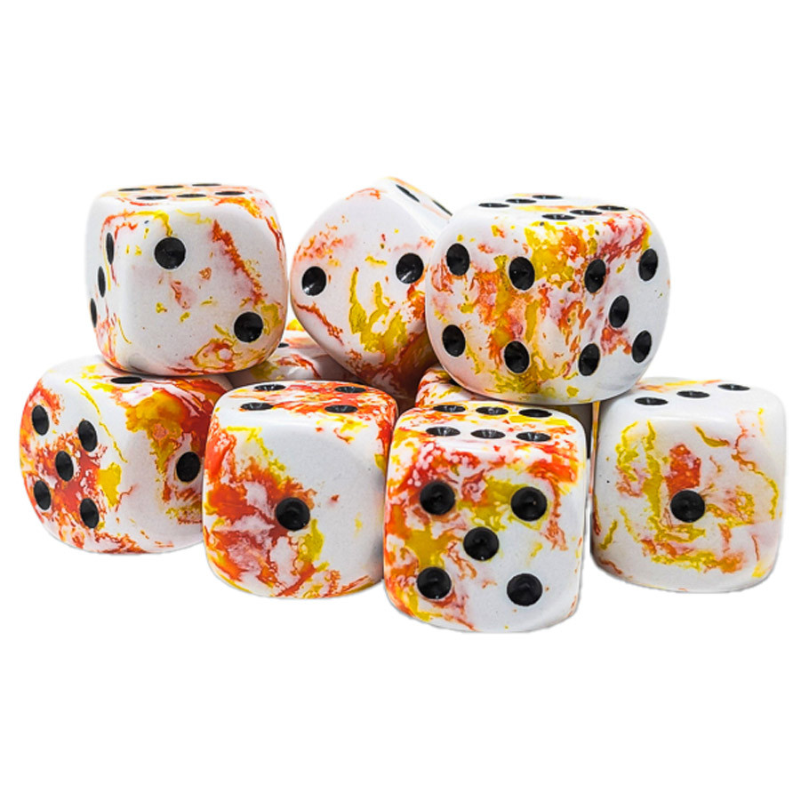 CHX24603 16 mm D6 Cube Brush Sunrise Dice - Pack of 12
