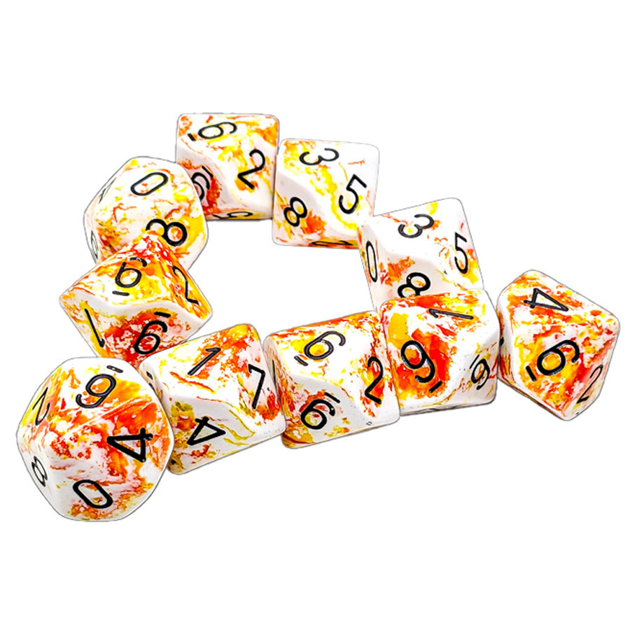 CHX24203 D10 Clamshell Brush Sunrise Dice - Pack of 10
